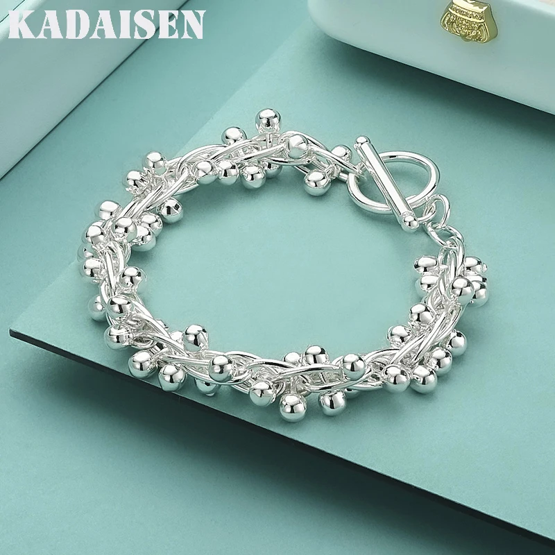 

Браслеты из стерлингового серебра 925 пробы с цепочкой и бусинами, модные ювелирные украшения для женщин и мужчин, свадебные, рождественские подарки, браслет с виноградом