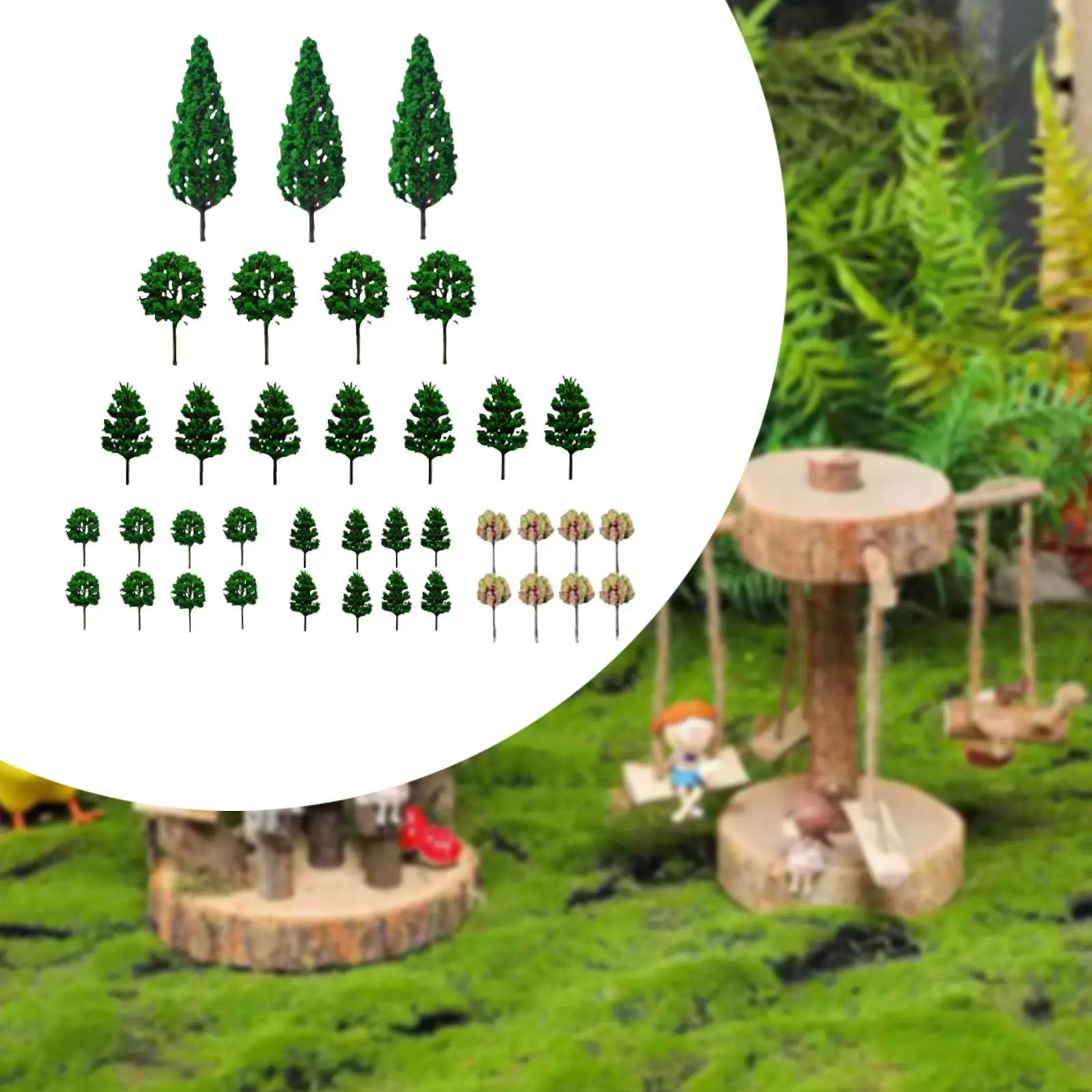 38Pcs Model Trees HO Scale Trees Movie Props Architecture Desk Decoration Gift Mixed Micro Landscape Trees Miniature Trees