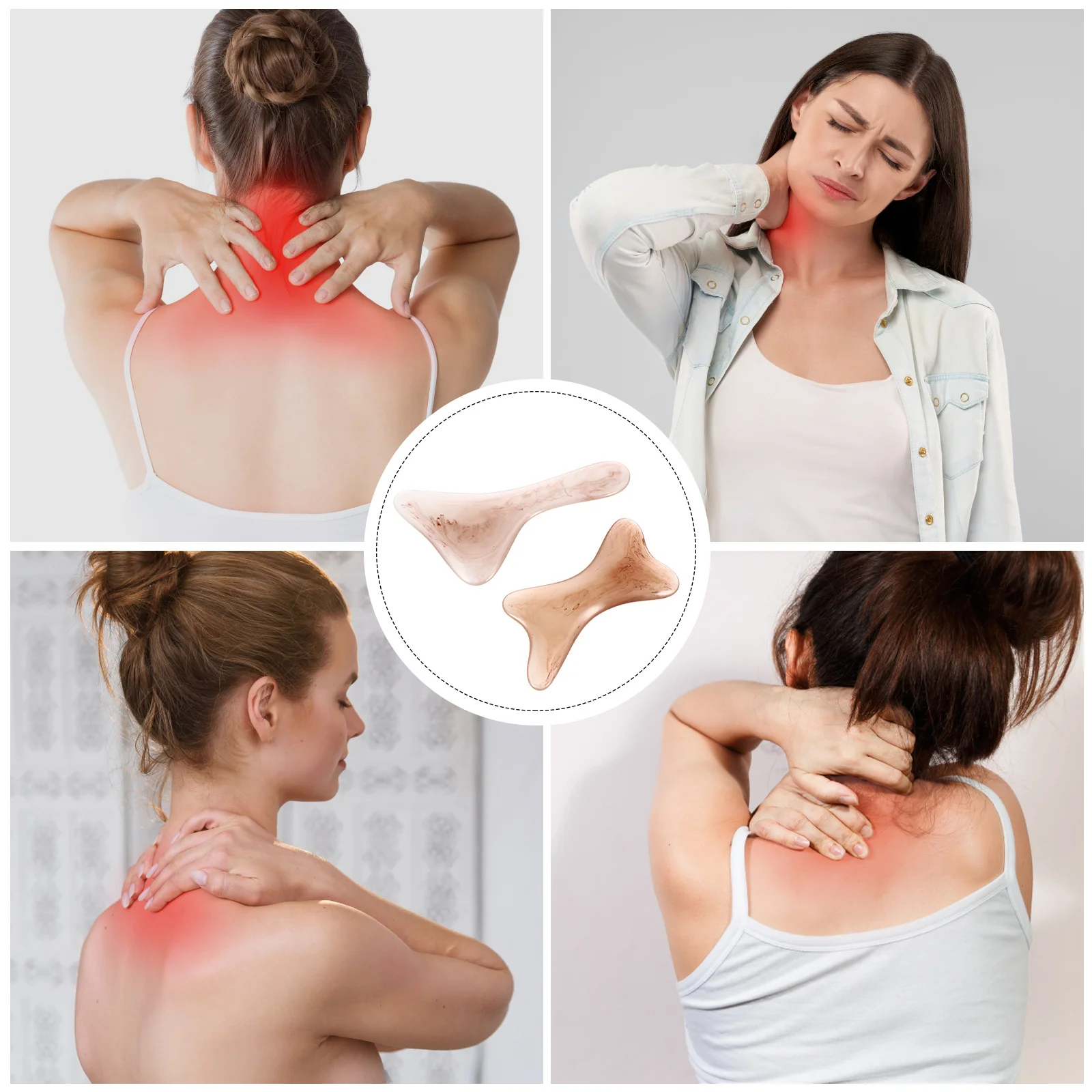 

2Pcs Massage Tool Premium Smooth Polished Compact Size for Back Legs Shoulder Hand Neck Face Body Scraping Acupuncture Therapy