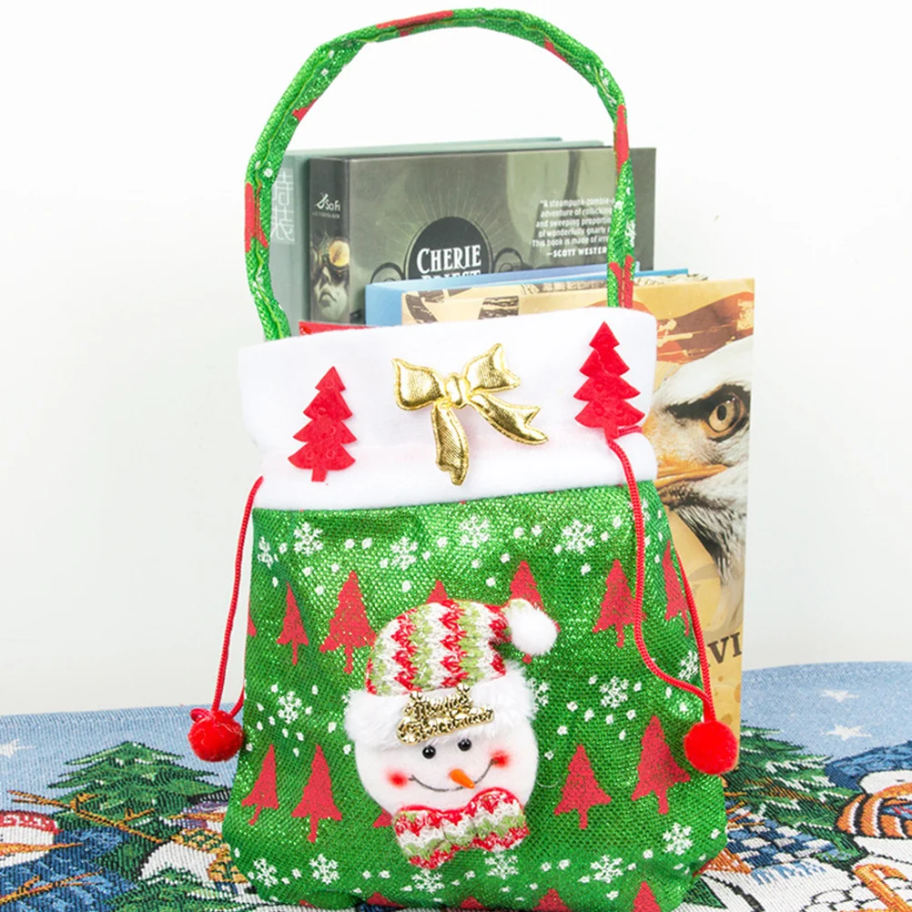 

3Pcs Christmas Gift Bags Durable Cloth Candy Bags Santa Claus Design Party Gift Pouch Holiday Packaging Ornament