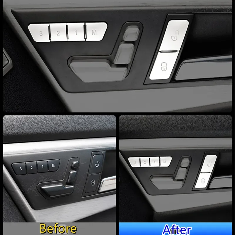 Car Interior Modification Central Control CD Air Conditioning Window Lifting Button Trim Sticker Fit For Mercedes Benz C GLK