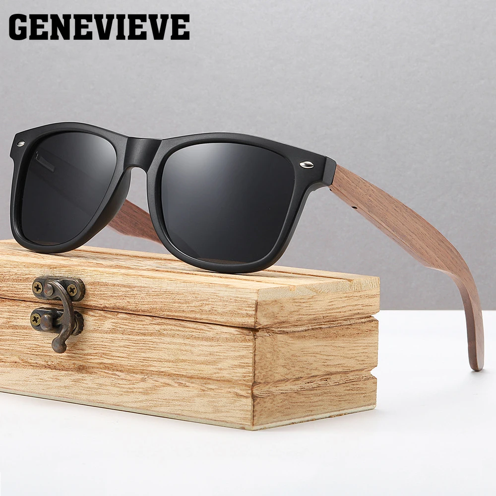 GENEVIEVE New wood Simple Design Fashion occhiali da sole occhiali da sole polarizzati in bambù occhiali fotocromatici da vista personalizzabili