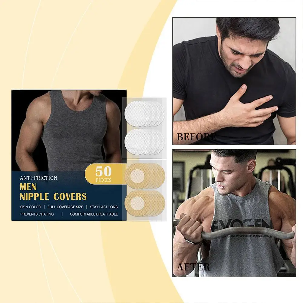 

50 шт., мужские накладки на соски, клейкая паста для груди, женское невидимое нижнее белье для бега, антифрикционные одноразовые лепестки груди