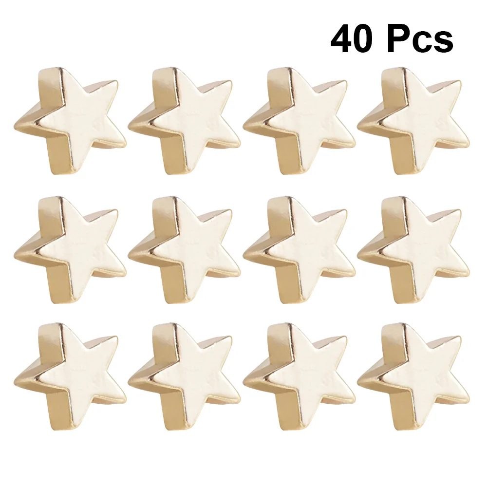 

40pcs Star Shape String Beads DIY Jewelry Accessories Gold-plated Copper Star Beads (Golden 6mm) DIY string beads