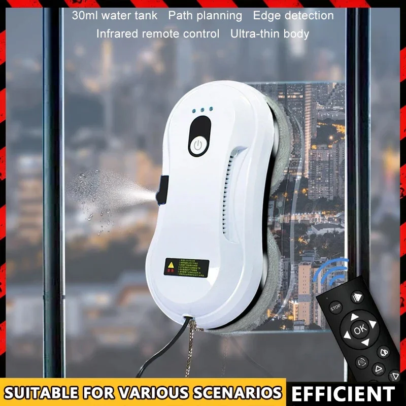 

For Outdoor Indoor Window Cleaner Robot with Ultrasonic Water Spray Window Vacuum Washer Smart Glass Cleaning Robotic