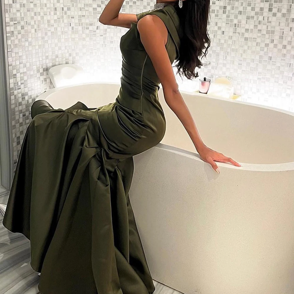 Customized Fashion Off the Shoulder Satin Evening Dresses Delicate Short Sleeves Straight Floor Length Special Occasion Gowns