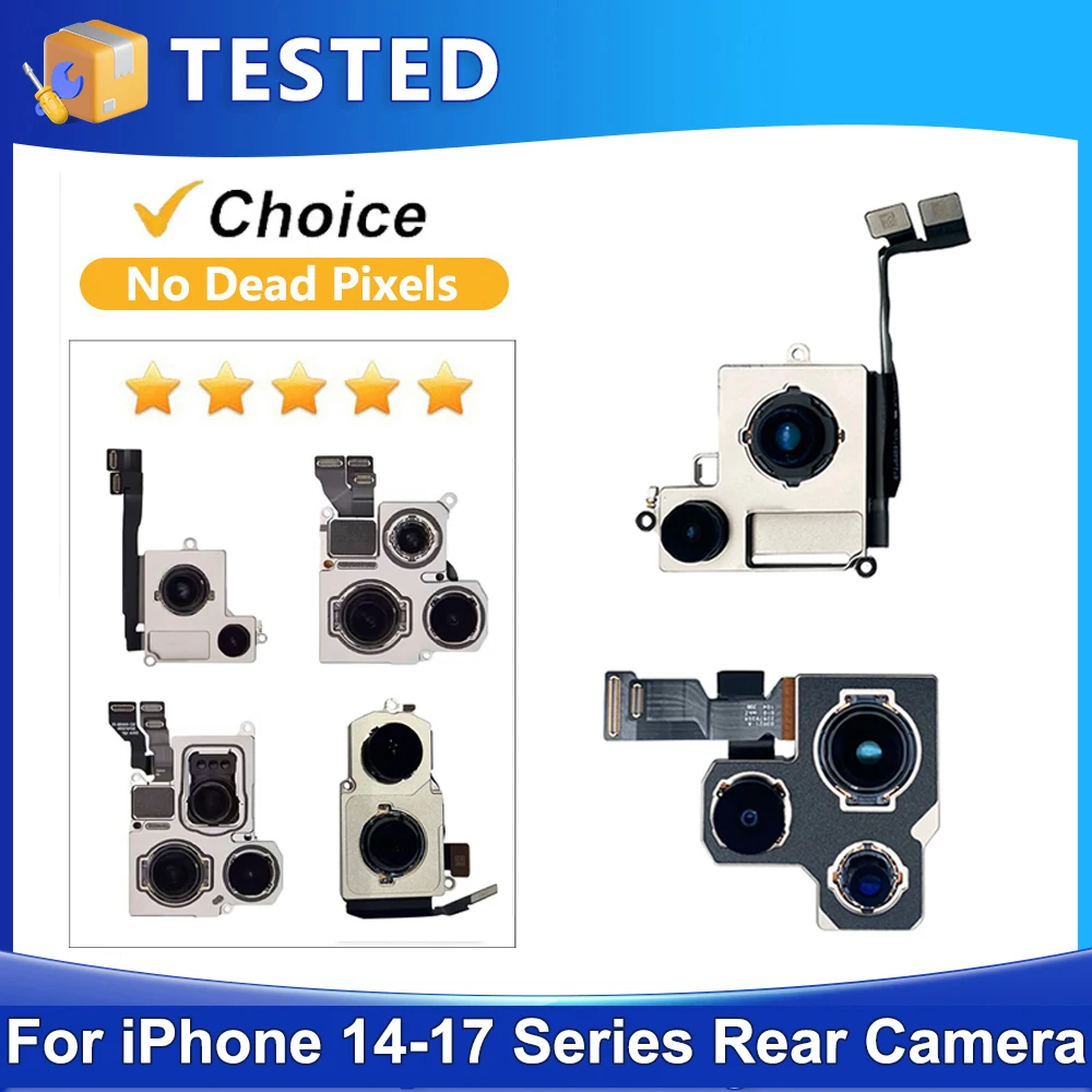 

Высококачественная задняя камера для iPhone 14, 15, 16, 16e, 17 Pro Max, Plus, Mini. Проверенный основной объектив с гибким кабелем.