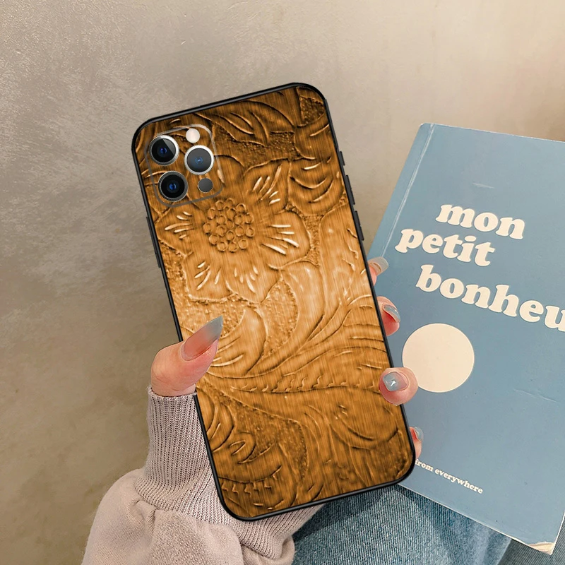 حافظة غربية مزودة يدويًا لهاتف آيفون 17 Air 13 16 15 11 12 14 Pro Max 13 mini XR 15 16 Plus 16e غطاء خلفي