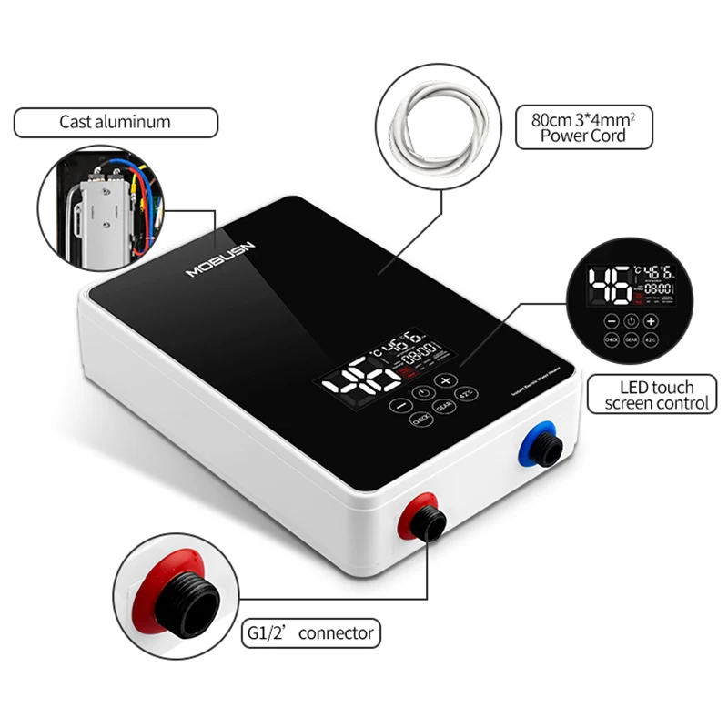 3.5KW-6KW 220V 110V Constant Temperature Hot Water Supply Wall Mounted Smart Bathroom Instant Electric Water Heaters