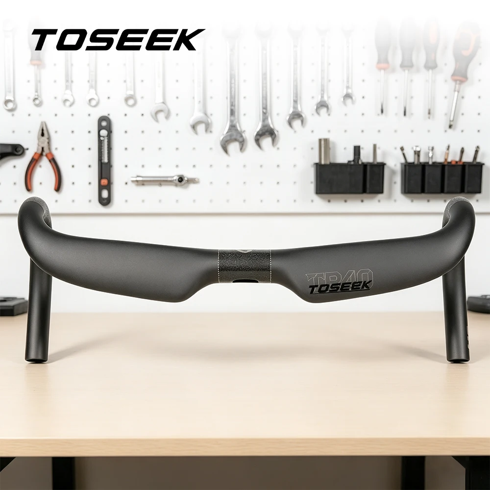 Manillar de Bicicleta de Carretera de Carbono TOSEEK TR40, 380/400/420/440 mm, Acabado Mate UD, Cableado Interno, Piezas de Bicicleta