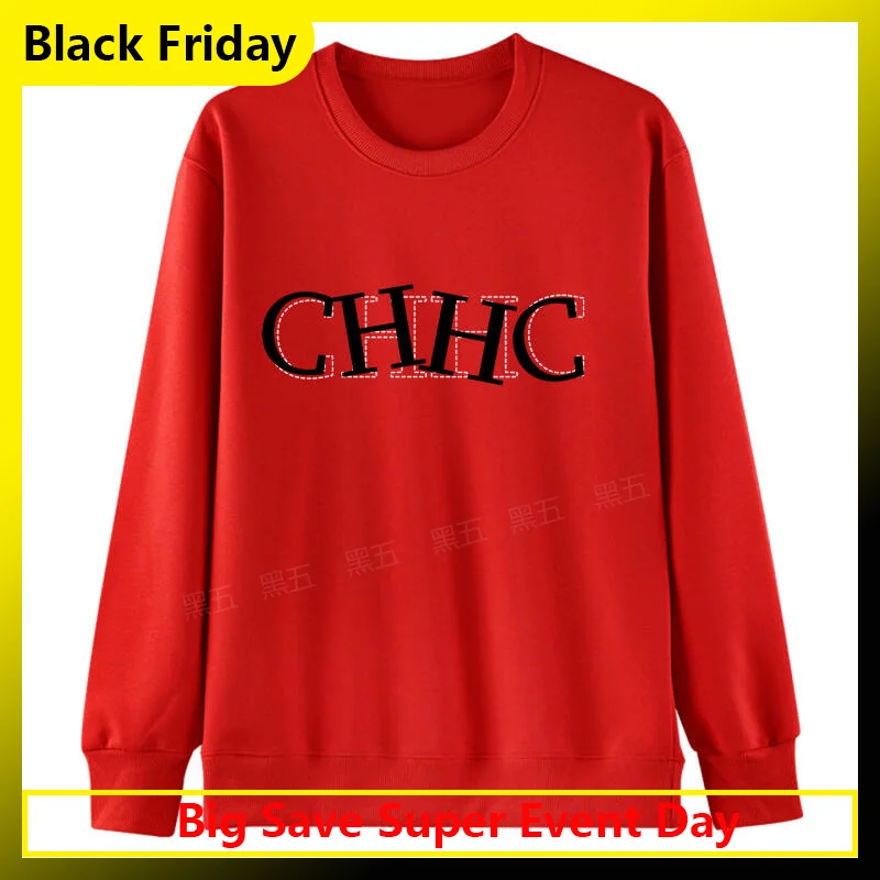 

CH Stitch Logo Sweatshirt Black White Embroidery Effect 3D Look Cotton Crewneck Urban Streetwear Fashion