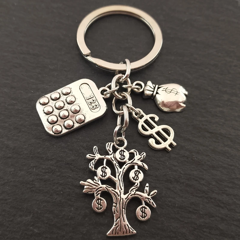 Fashion calculator keychain keychain jewelry money tree wallet abacus pendant bag chain, men and women jewelry gifts