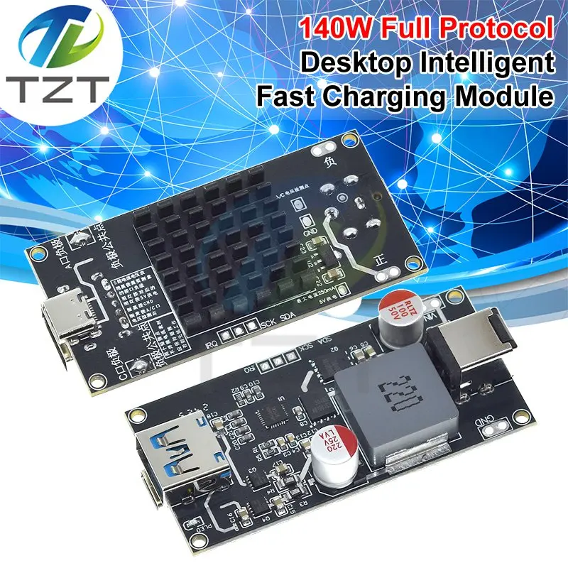 TZT DC 6-30V 140W Multi Protocol Desktop Intelligent Fast Charging Module High-Power For QC4.0+/5.0 PD PPS FCP SCP SFCP AFC