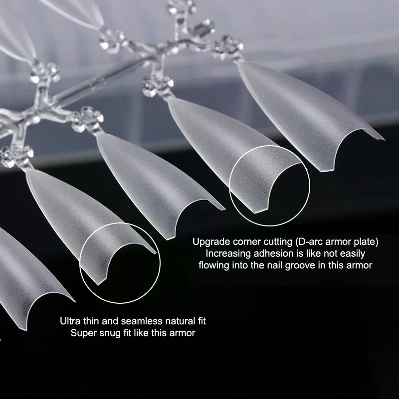 Clear False Nails Super D Arc Long Nails Press On Nail Full Cover Gel Tips Nail Art Capsule Nail Extensions Nail Art