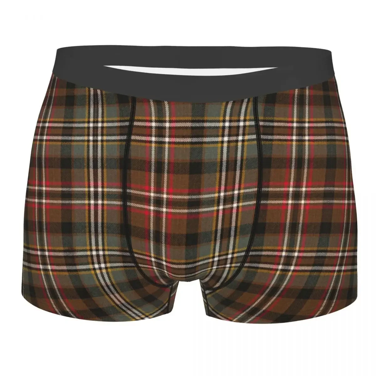 Custom Male Fashion Popular Green Tartan Plaid Men Underwear Boxer Briefs Soft Shorts Panties Underpants