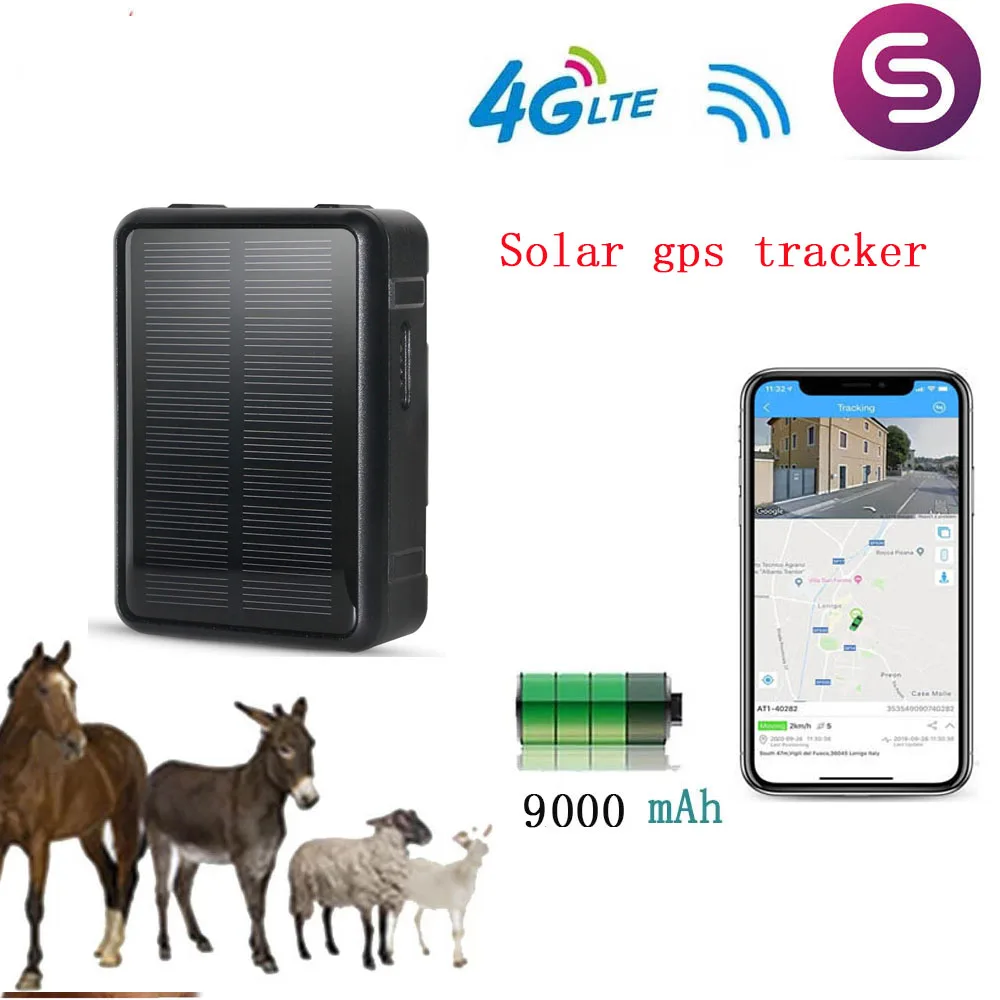 4G Car GPS Tracker Animal Sheep Cow Cattle 9000mAh Solar Waterproof RealTime Tracking Voice Monitoring Anti-remove SOS Alarm