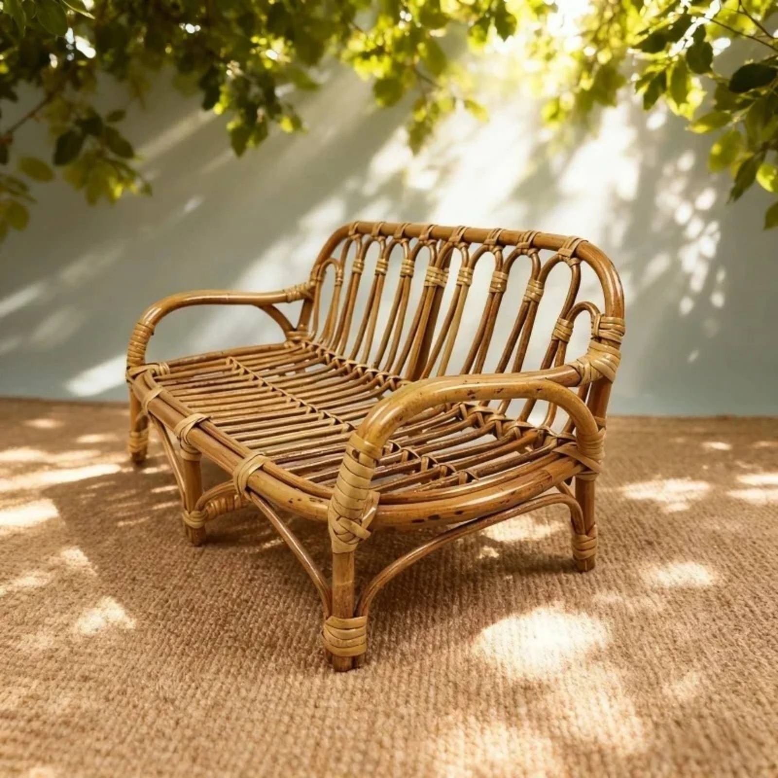 Photography Prop Rustic Rattan Bench Furniture Vintage for Photographers, Baby Portraits, Photo Shoots