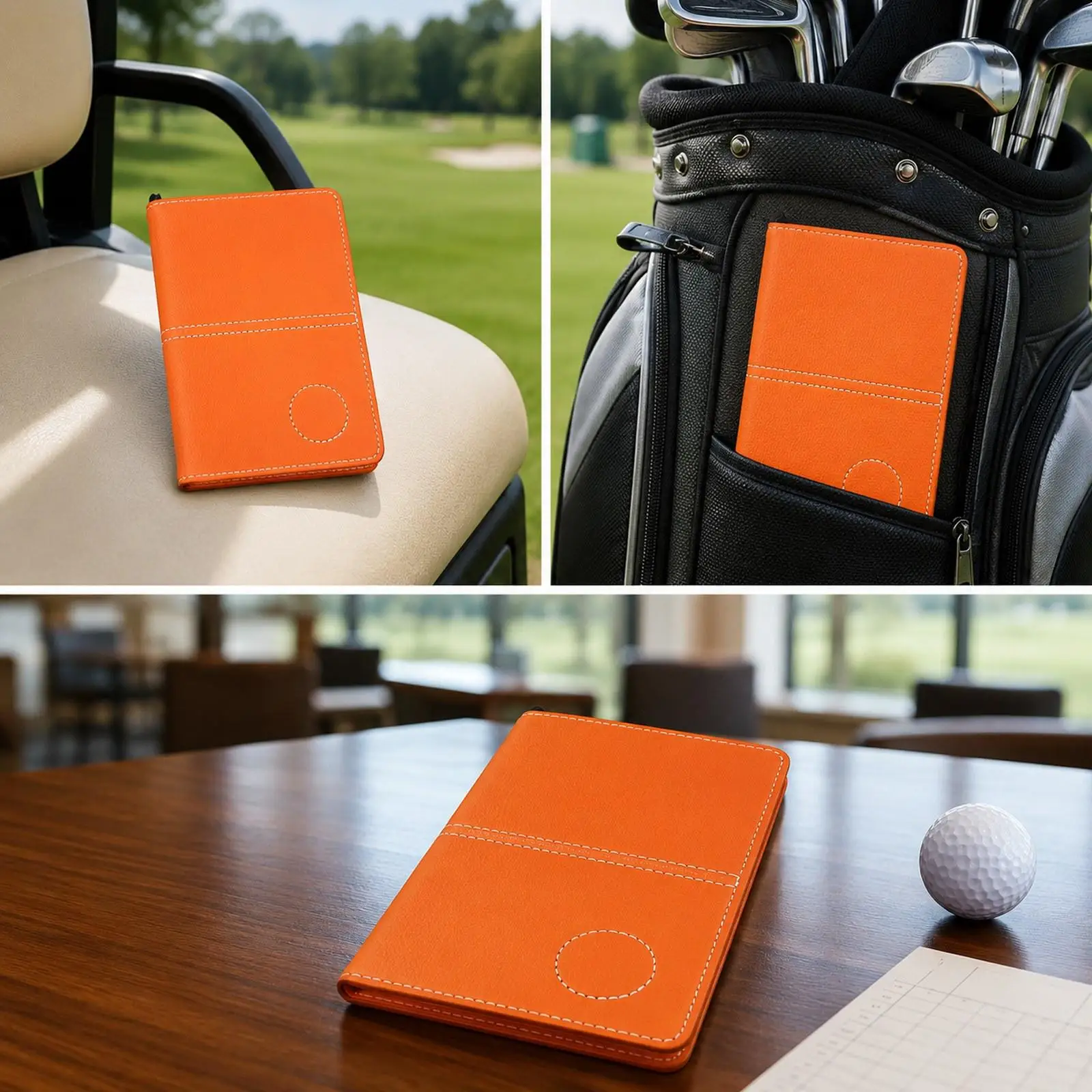 Golfing Scorecard Holder PU Leather Yardage Board Cover Waterproof Durable Travel Friendly for Golf Rounds and Stats