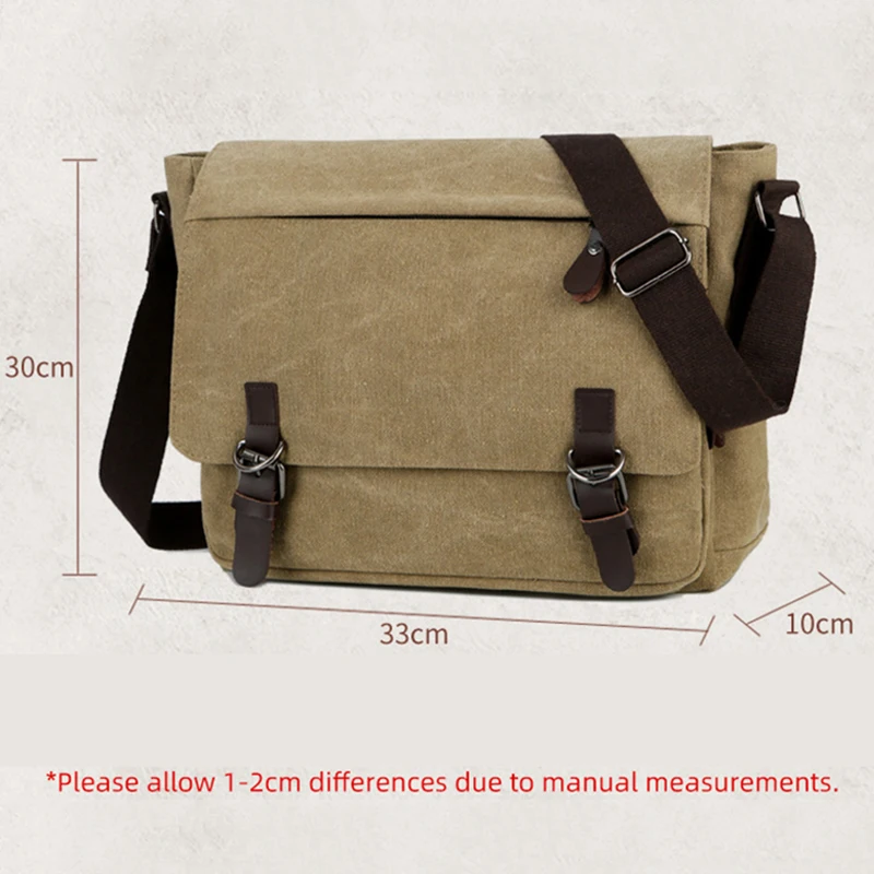 Scione Men Canvas Messager Bags Casual Crossbody Multifunction Handbags Solid Zipper Shouder Single Strap Travel Flap Men\'s Bag