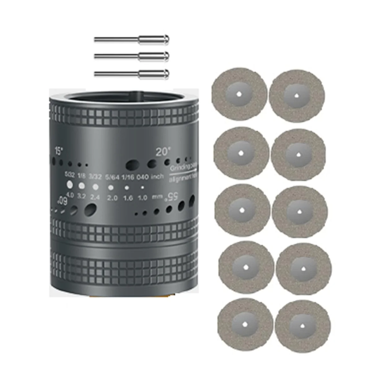 Tungsten Electrode Sharpener Grinder Head,TIG Welding Tool with Cut-Off Slot,10 Double Diamond Wheels, 3 CNC Mandrel