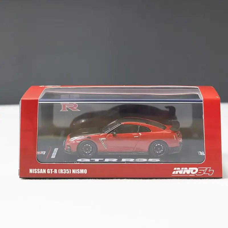 INNO 1/64 GTR R35 Rode Koolstof Legering Motorvoertuig Speelgoed spuitgieten Metalen Model Collectie Jongen Kerstcadeaus