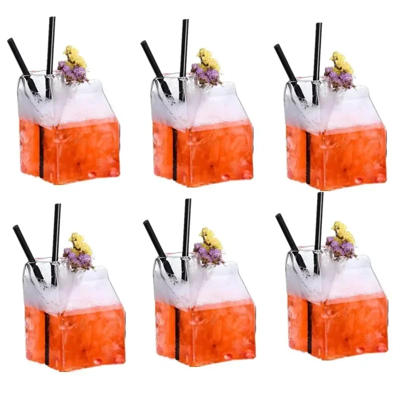 

6 шт., полупинтактная коробка для молока, креативный мини-кувшин для сливок, стеклянная кружка, чашки для коровы, сока, кофе, вина, воды, чашка