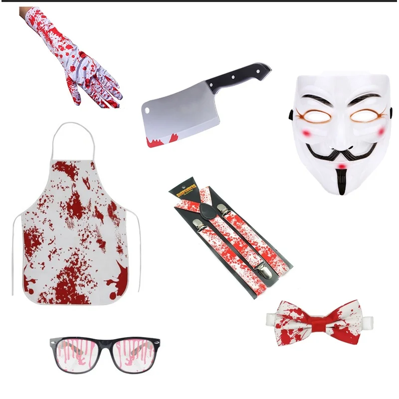 

Halloween Bloodstained Apron Set - Horror Butcher Costume with Fake Blood, Suitable for Party, Scary Characters
