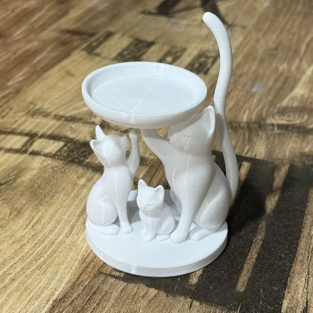 Fun Cartoon Cat Jewelry Tray Decorative Cat Family-Shaped Jewelry Storage Tray 3D Printed Space Saving Key Tray Bedroom Decor