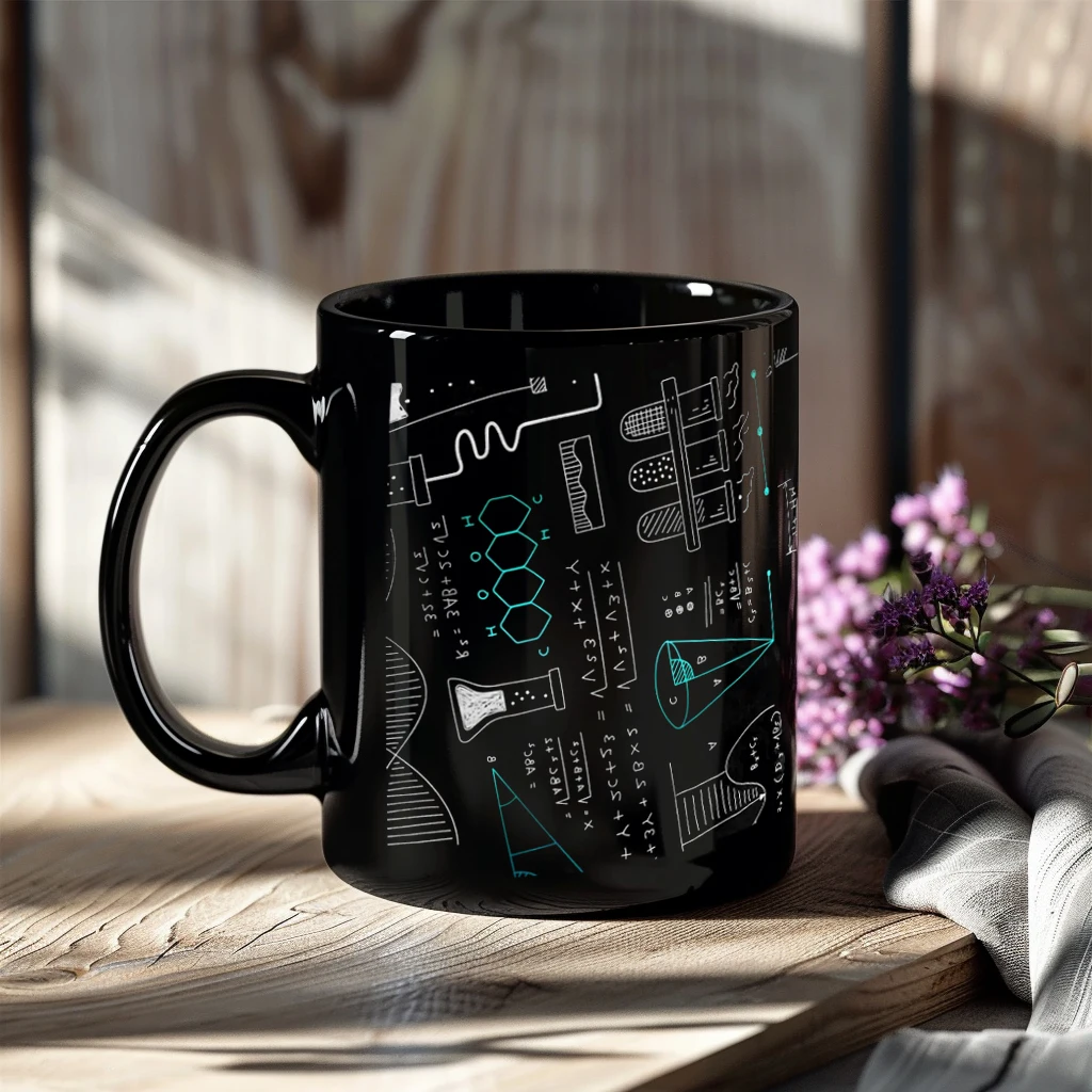 Multidisciplinary themed ceramic mug Physics Chemistry Mathematics Teacher Gift Water Cup