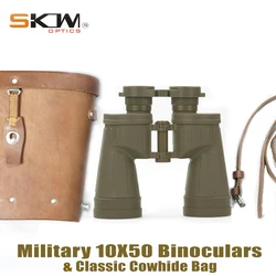 SKWoptics-Binocolo compatto militare con scatola in pelle, telescopio da tetto Bak4, binocolo 10x50