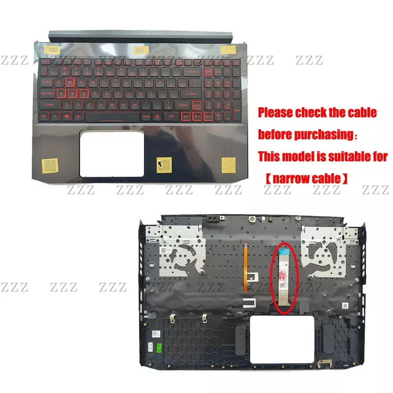 ZZ New For Acer Nitro 5 AN515-55 56 AN515-57 44 Palmrest w/ Red Backlit Keyboard narrow