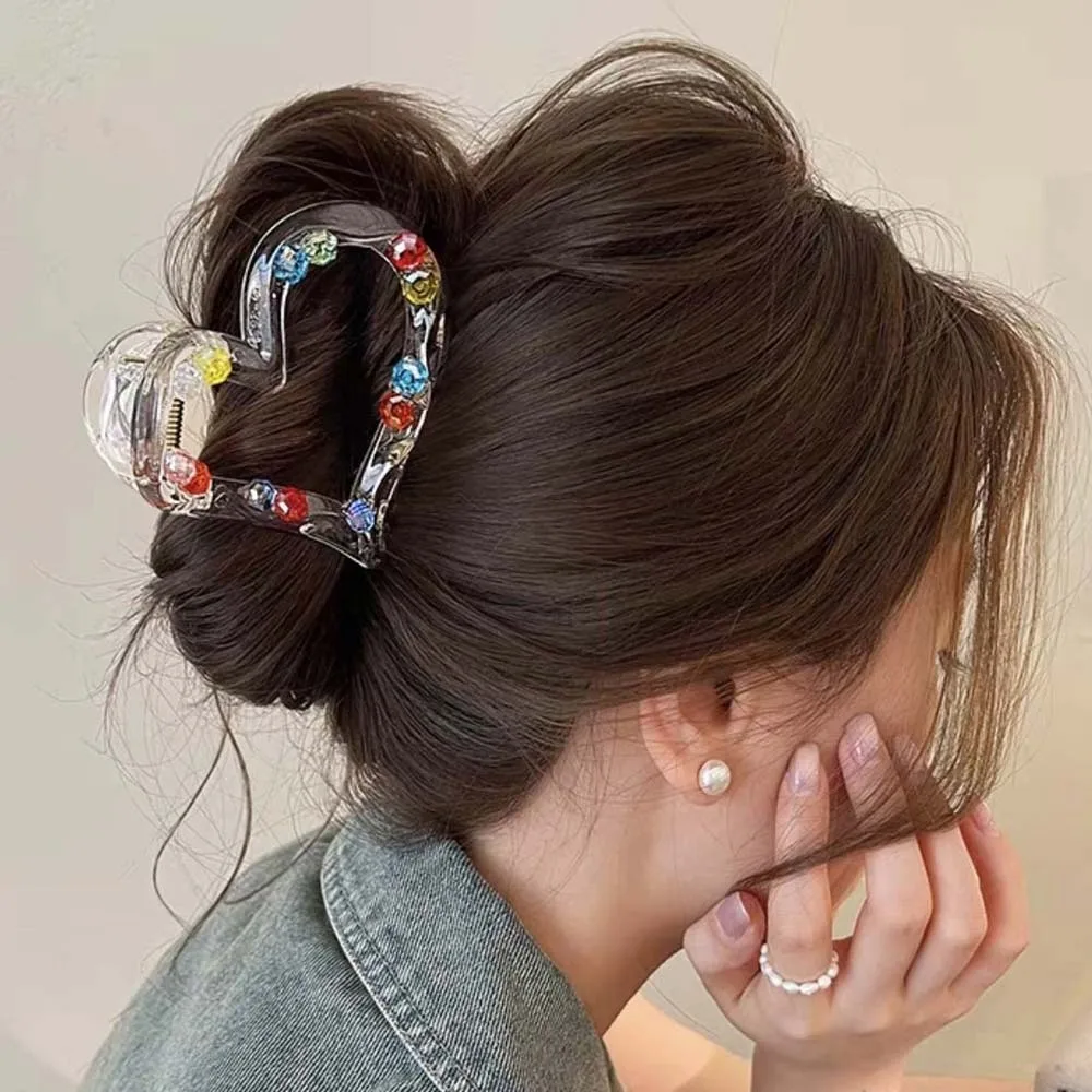 

Clear Acrylic Star Hair Claw Bright Rhinestone Hollow Design Y2K Shark Clip Strong Spring Sweet Pastel Shark Hair Clip