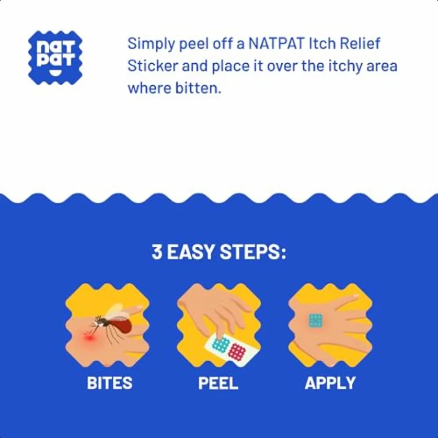 NATPAT Magic Patch Itch Relief Stickers Insect Bite Patch for Mosquitos Ticks Midges Sandflies and Bed Bug Bites 32 Count