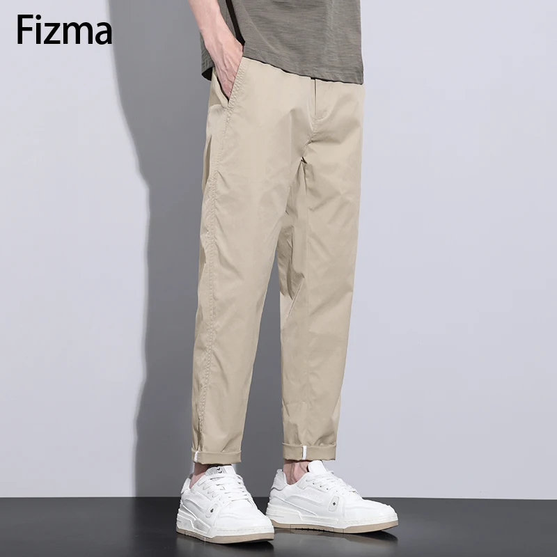 Fizma Brand Men\'s Clothing Elastic Waist Straight Casual Pants Man Breathable Sweatpant Summer Thin Trouser For Men Joggers Male