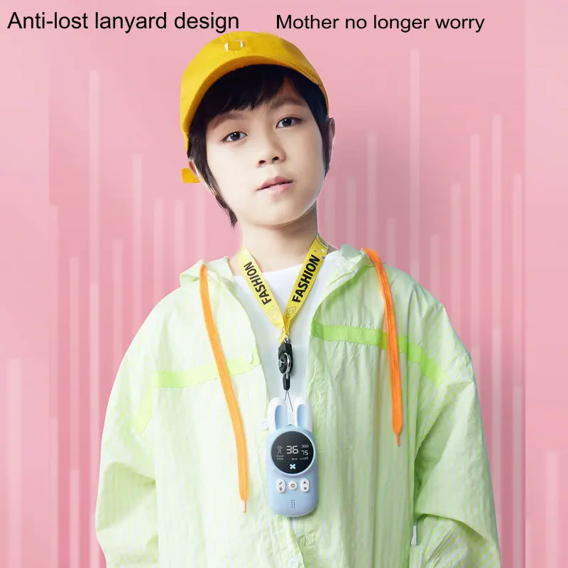 New 2PCS Rabbit Walkie Talkie 3KM Range Handheld Transceiver UHF Radio Lanyard Children Birthday Gift Mini Kids Toys Interphone