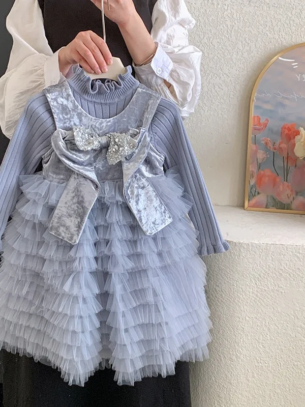 

Юбка Dr Me на подкладке для девочек, комплект из двух предметов, милый наряд принцессы, длина миди с высокой талией, длинный свек, зимняя мода