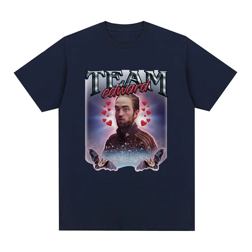 Team Edward Robert Pattinson Graphic T-shirt Funny Meme Short Sleeve T-shirts Men Women Fashion Cotton Oversized Casual T Shirts