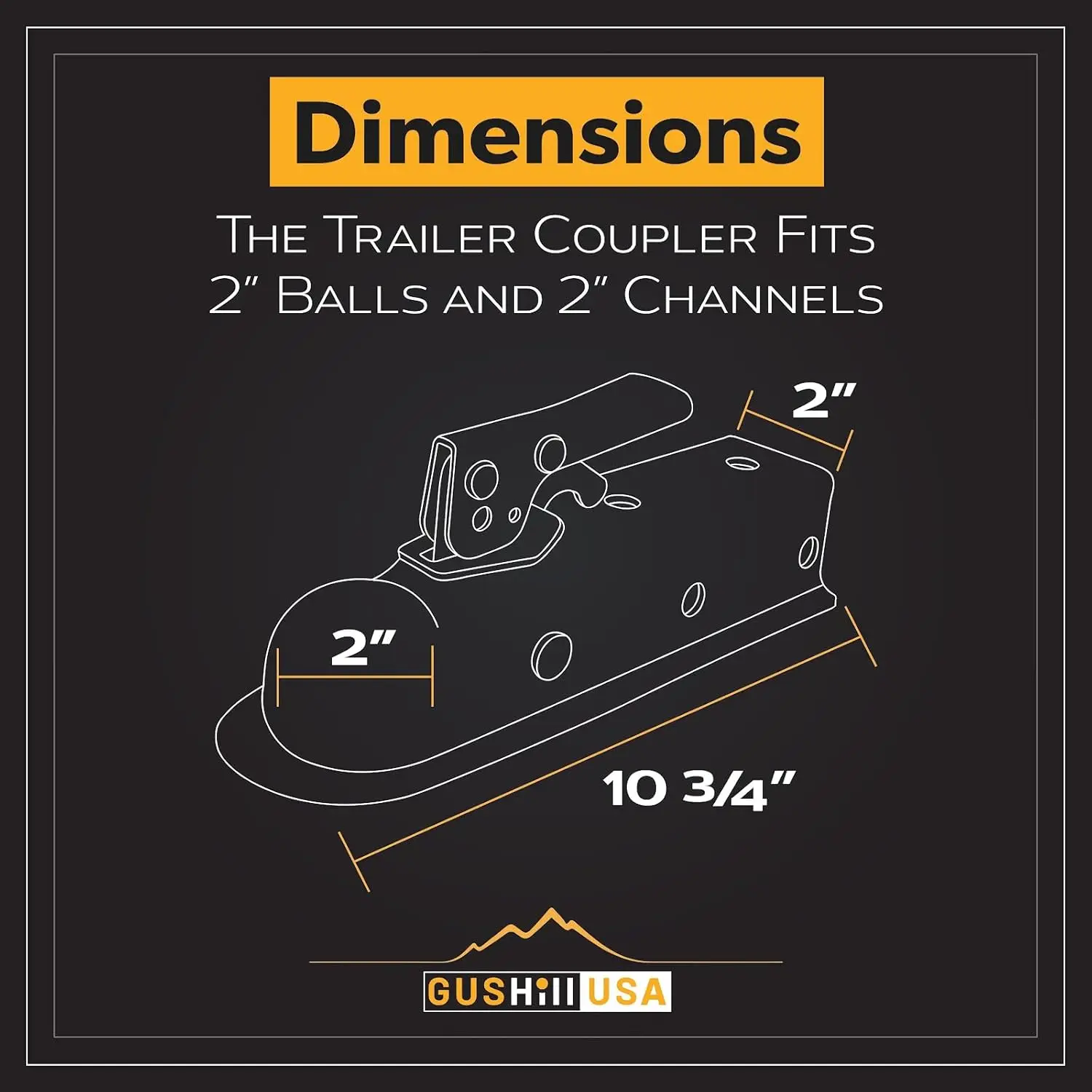 USA GH 25153 وصلة مقطورة اللسان المستقيمة لقناة 2 بوصة، كرة وصلة 2 بوصة، 3500 رطل، طلاء الزنك #2