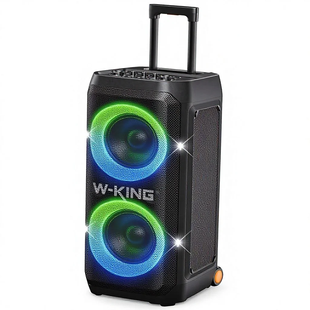 W-KING T12 Portable Wireless Party Speaker 370W MAX Pro Sound Loud Deepest Bass Large Outdoor Boom Box With Wheels