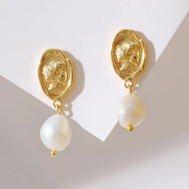 Women's Square Baroque Natural Pearl Drop Earrings Vintage Trendy Chic Designs Dangle Jewelry Party Gifts