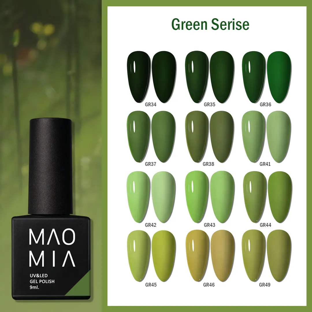 Gel Nail Polish Green Color Series Set Paint Manicure Gel Semi Permanent Painting Art Nails Base and Top Coat  Accesorios Summer