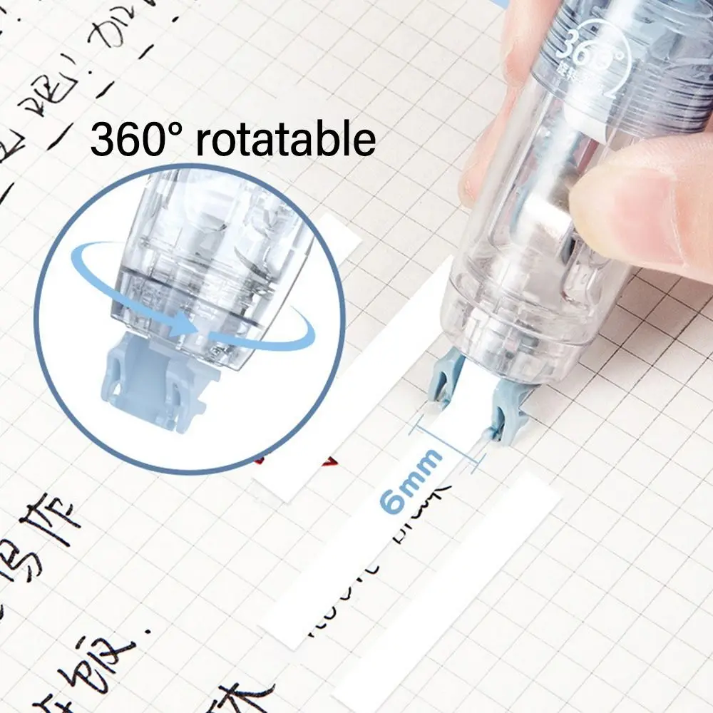 Durable Press Type Correction Tape Pen Shape 360 Degree Rotation Head Corrector Replaceable Core Altered Tools Students