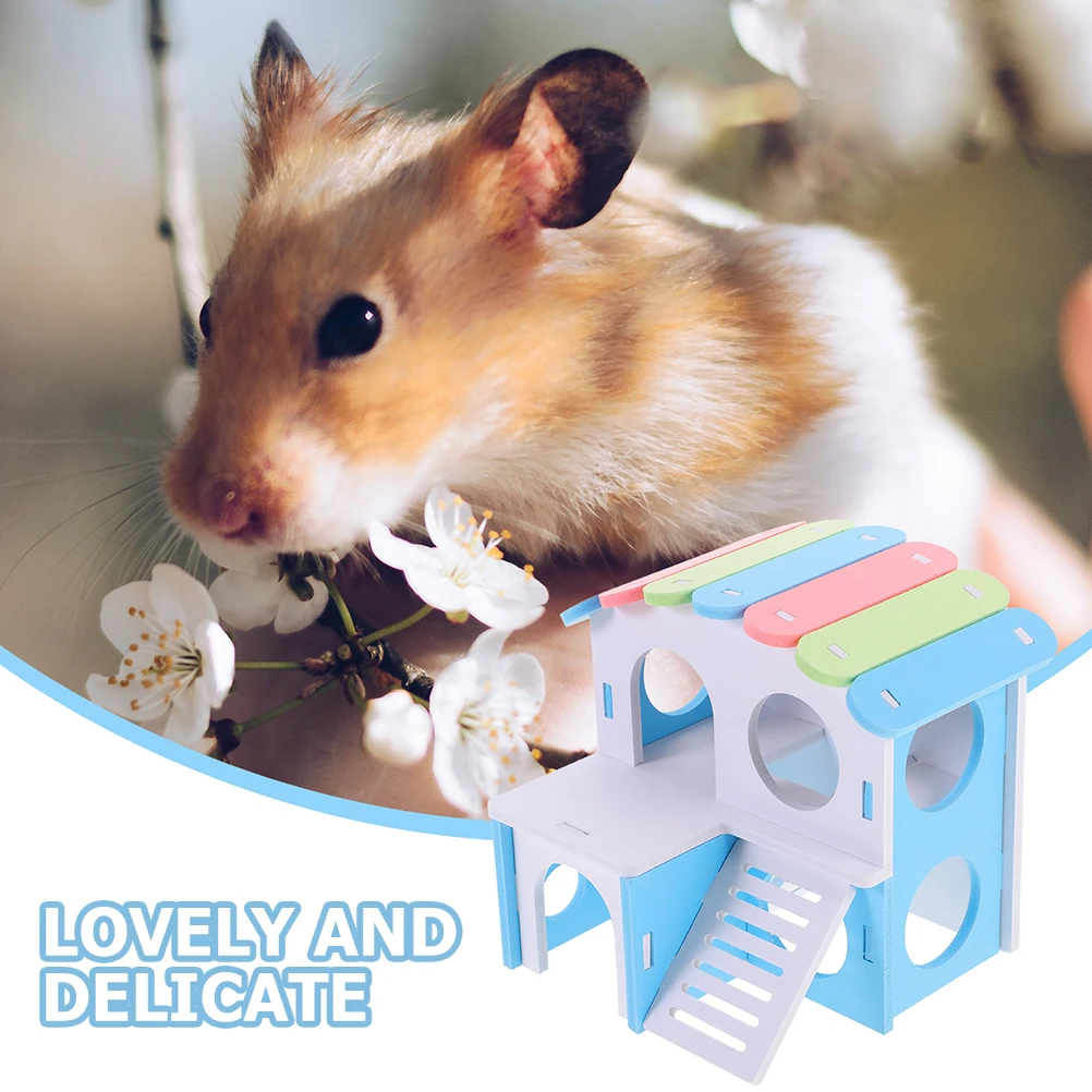 

2Pcs Hamster Villa Double Layer House Guinea Pig Hideaway Durable PVC Pet Supplies Toy Accessories Hamster Hut House