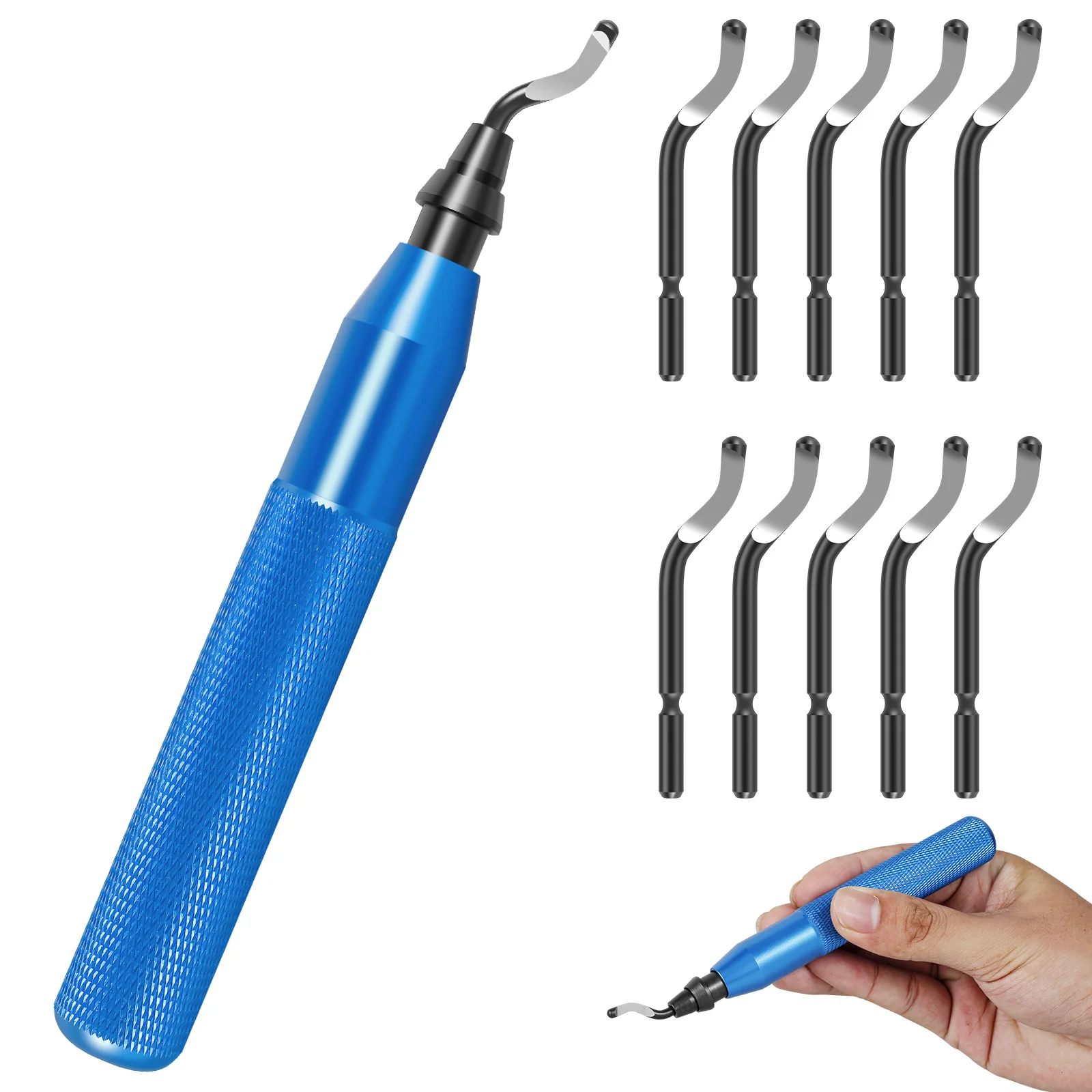 

Manual burr removal tool with 10 additional blades ergonomic handle portable multifunctional alloy burr removal tool