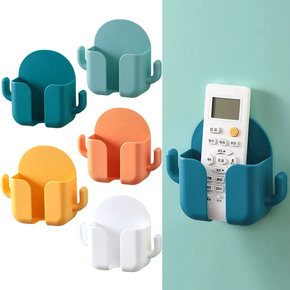 2pcs Mobile Phone Holder Wall Mount Punch-free Remote Control Organizer Storage Box Charging Bedside Container Rack