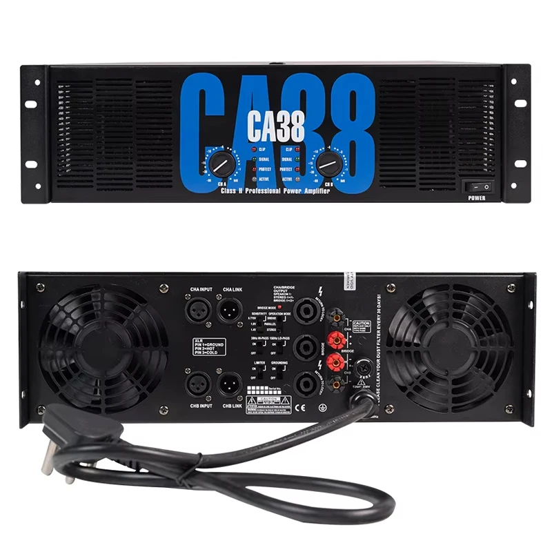 CA38 3U PA Amplificatore per basso professionale Apparecchiatura audio di classe H con altoparlante audio stereo con impedenza da 8 Ohm