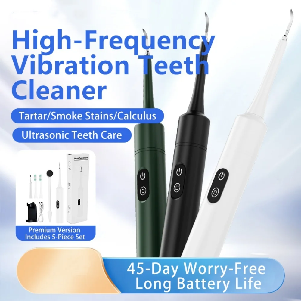 Ultrasonic Dental Scaler Tartar Remover 5 Modes with LED Light Household Teeth Cleaning Tools Dental Cleaner Oral Care