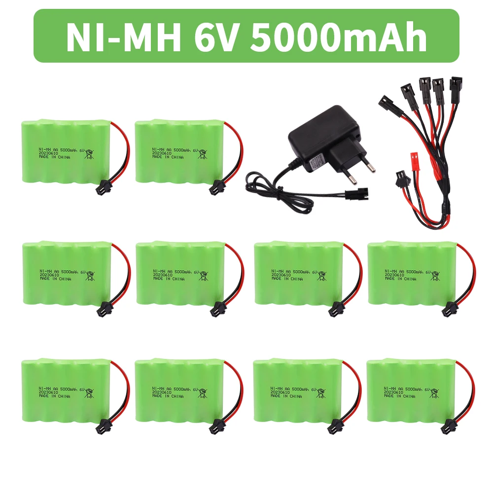 Akumulator NiMH AA 6V 5000mAh i zestaw ładowarki do zabawek Rc Samochody Czołgi Roboty Części do pistoletów do łodzi Rc Akumulator 6V