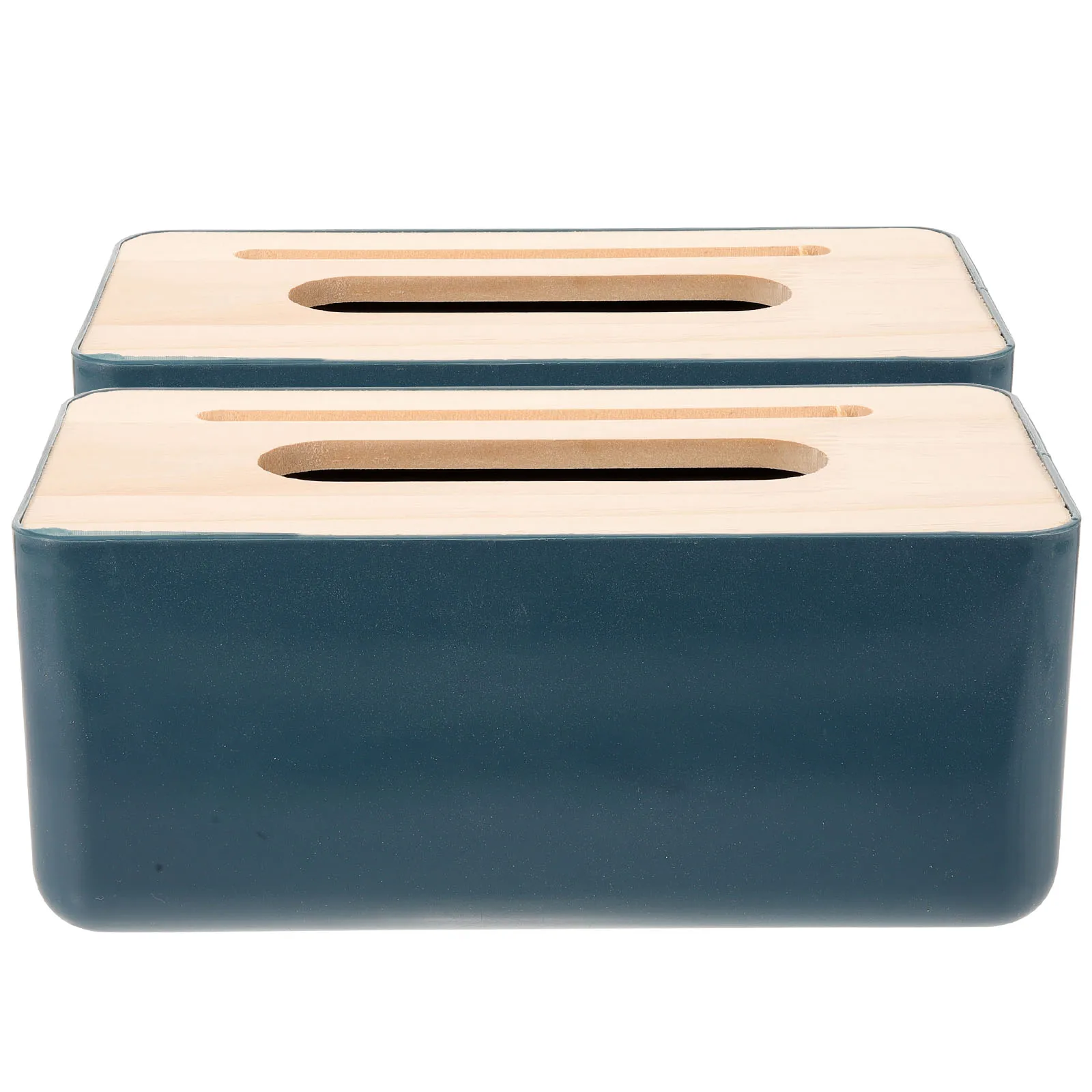 

2pcs Wooden Lid Tissue Box Household Desktop Organizer Smooth Elegant Napkin Holder for Home Hotel Cafe Decor