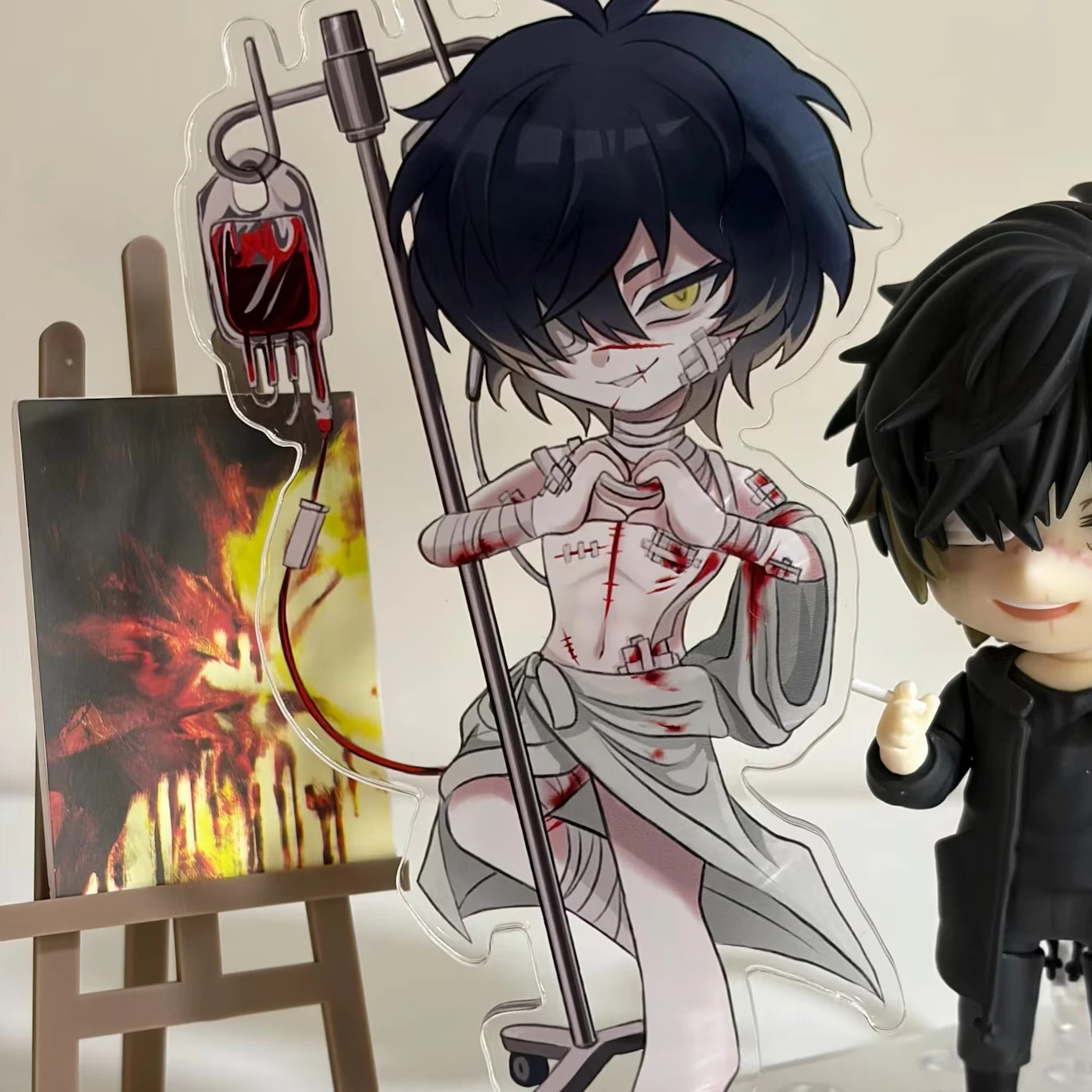 Slow Damage Blood Transfusion Acrylic Stand And Keychain Combo Collectible Items for Fans